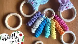 Spirale croșetate pe inel de lemn pentru bebeluși