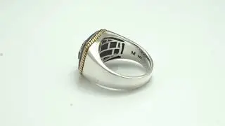Star Of David Ring Gold Plate Eilat Stone and Silver Band by Marina Jewelry