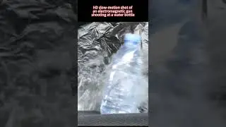 HD slow-motion shot of an electromagnetic gun shooting at a water bottle #electromagnetic #railgun