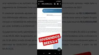 BANESTES (BEES3, BEES4) PAGAMENTO DE DIVIDENDOS #dividendos