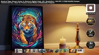 Mystical Tiger Mosaic Poster in Abstract Digital Style | Wall Art Decor #TigerArt