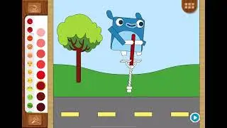 Endless monsters Coloring Little blue playing on a pogo stick