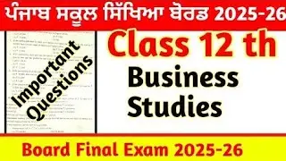 PSEB Class 12 Business studies Important Sample Paper full solution 2025-26