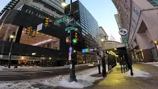 GOLDEN HOUR SUNRISE SNOW WALK ** Underground in Septa West from 12th Surfacing at City Hall ** ASMR