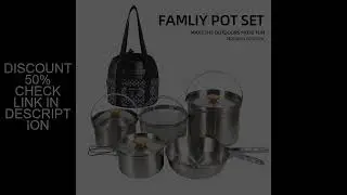 NOBANA Newest Outdoor Stainless Steel Pot Set Camping Family Pot Set 5L Portable Picnic Soup Pot Fry
