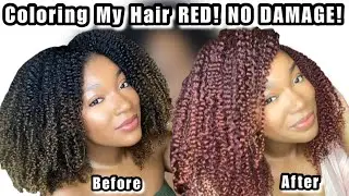 COLORING My Natural Hair RED with NO DAMAGE! ORS Curls Unleashed Color Blast Sangria