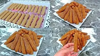 حلويات رمضان/زلابية طويلة بدون بيض او خميرة بطريقة بسيطة و سهلة