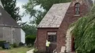 Wash out all the old mortar cement dust after grinding the brick joints.Tuckpoint/ repoint the brick