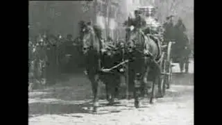 Horse drawn fire engines in New York City 1901 Thomas Edison