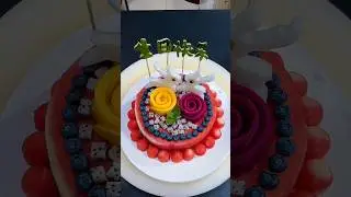 Watermelon Cake with Fruit Roses 🍉🌹 | Birthday Art #FruitCake #shorts
