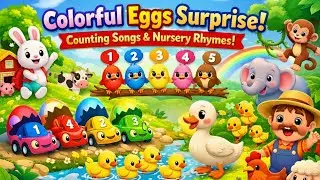 Colorful Eggs Surprise🥚🚗 |Counting   Ducks, Birds, Bunny | Farm Animals | Nursery Rhymes Compilation