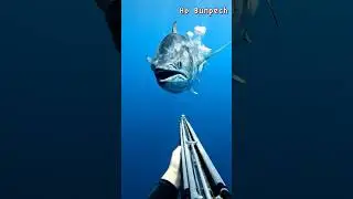 GIANT Fish ATTACKS | Fight in Deep Water 🎣#deepsea #spearfishing #giantfish #monsterfish #ocean