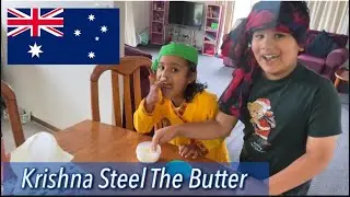 Krishna story-Krishna steel the butter @nivikavlogs #krishnastory #krishnalove #indianfamilyinhobart
