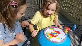 CraZart Spin Art with Madison & Mia 🎨 toy review fun paint activity for kids with easter stickers 🐣