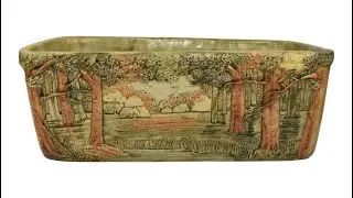 Weller Forest 1920s Vintage Art Pottery Green Large Scenic Window Box Planter