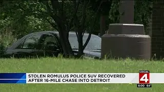 Stolen Romulus police SUV recovered after 16-mile chase into Detroit