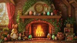 🐣 10 Hours of Cozy Easter Cottage Ambience | Cozy Spring Fireplace | 4K