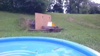 45 Raptor AR 10 Balistic test and recoil push. Skip to 2:00 for blast.