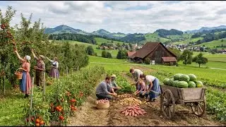 Farm Life in Switzerland | Harvesting Apples, Potatoes and Vegetables