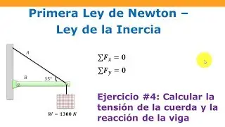 Como calcular la tensi&oacute;n de la cuerda  y la reacci&oacute;n en la viga -1ra Ley de Newton