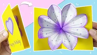 CÁCH LÀM THIỆP SINH NHẬT ĐƠN GIẢN / THIỆP HOA 3D HANDMADE / DIY BIRTHDAY CARD IDEAS