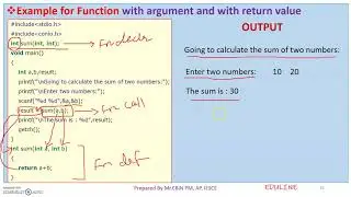 MODULE 4 - TOPIC 7 - FUNCTION WITH ARGUMENT & WITH RETURN VALUE