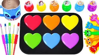 Satisfying Video | How To Make 6 Rainbow Hearts From Princess Paint Slime Mixing & Cutting ASMR