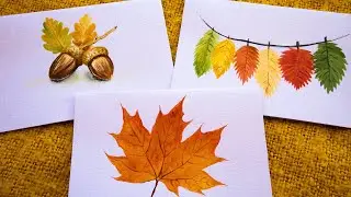 Autumn Hand Made Cards🍁Easy Autumn leaves Acrylic Painting / Maple Leaf Painting