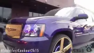 Candy Purple Chevy Avalanve on GOLD 30s Dub Ballers @ Stuntfest Cookout 2k15