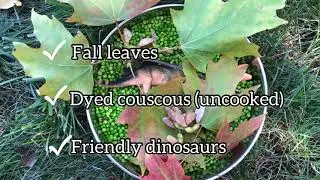 Fall Sensory Play- Dinos and Crunchy Things