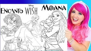 Coloring Disney Wish, Encanto & Moana Coloring Pages | Mirabel, Asha & Moana Coloring Videos