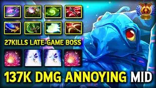 WTF 137K DAMAGE ANNOYING MID Puck | 27Kills With Physical Build 100% Late Game Raid Boss DotA 2