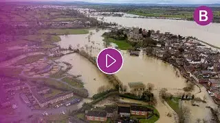 Huge area of Midlands submerged after flooding
