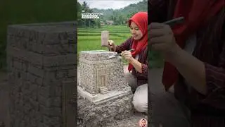 Sculpting and arranging small stones into miniature kaaba, Ai😇🕌 #shorts #adindapuzzle