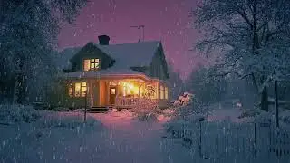 Winter Morning Appears as Snow Falls Softly Over a Silent Landscape
