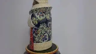 Russian Santa Father Frost wood carved hand painted figurine plays fur elise music box