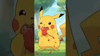 PIKACHAU RUNNING WITH STRAWBERRY 🤤🍓 #pikachu #cute #running