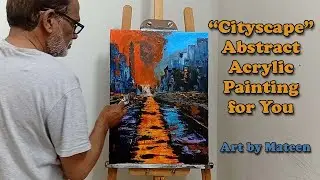 Cityscape | Abstract acrylic painting | Creative techniques | Tutorial for beginners | Step by step