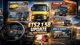 ETS2 1.58 Beta Update Overview | New Trucks, Physics, UI & Driving Academy