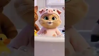 bath time kitty in pig costume #bathtime #pig #bathtub #dancingcat #aicat #shorts