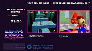 NGRMarathon 2017 - Super Mario 64 - 70 Star race by SuperViperT302 (53:59) and Xein64 (58:55)