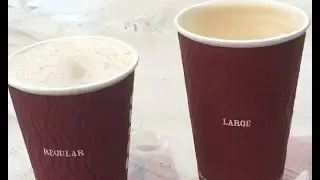 Builder shows how large Costa coffee fits into regular cup