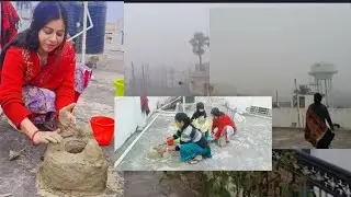 🌺ठंड के मौसम❄️☃️में हमने बनाए मिट्टी के चूल्हे 🥰 चारों तरफ कोहरा छाया 🏔️🌺💫