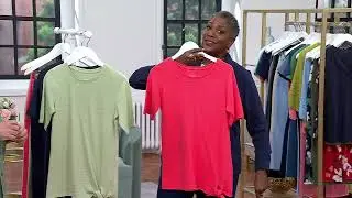 Denim & Co. Active Textured Cotton Elbow Sleeve Top w/ Keyhole on QVC