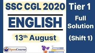13 August Shift 1 English SSC CGL 2020 | SSC CGL 2020 13 August First Shift English Solution