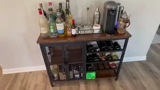 BON AUGURE Industrial Rustic Bar Cabinet Review, Love this wine catch all cabinet!