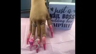How to Do Pink Bling Stiletto Nails 💎 Beginner Nail Tutorial | LIVE 7PM