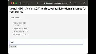 DomainGPT - Help startup founders discover available domain names using their product descriptions