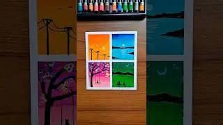 😱 Easy Scenery Painting | Brush Pen  #artshorts #easytutorial #acrylicpainting #brushpen #satisfying