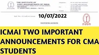 ICMAI LATEST IMPORTANT ANNOUNCEMENT FOR CMA STUDENTS . CMA EXAMS JUNE& DECEMBER 2022 | JUNE 2023.